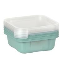 Vershoudbakjes/lunchboxen - set van 4x st - 900 ml - groen/transparant- L16 x B16 x H9 cm