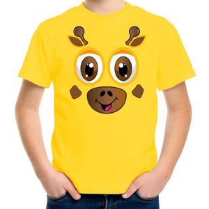 Dieren verkleed t-shirt voor kinderen - giraf gezicht - carnavalskleding - geel