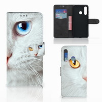 Huawei Nova 4 Telefoonhoesje met Pasjes Witte Kat - thumbnail