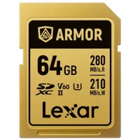Lexar Pro Gold Armor 64GB SDXC UHS-II V60 - R280/W210 MB/s - IP68