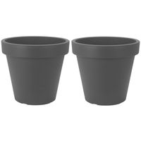 2x Antraciet grijze bloempotten 25 cm