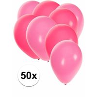 50x ballonnen - 27 cm - roze / lichtroze versiering