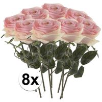 8x Licht roze rozen Simone kunstbloemen 45 cm - thumbnail