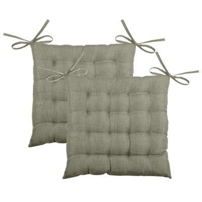 Stof Textile stoelkussen BEA - 2x - groen - 40 x 40 x 4 cm - touwtjes sluiting - binnen/buiten