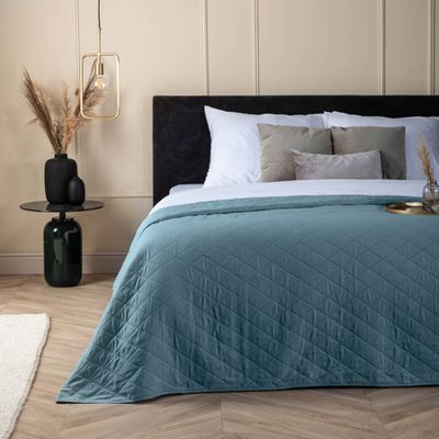 Bedsprei Ultrasonic Ruit - Blauw - 250x260 cm van Fresh and Co materiaal: Microvezel - Dekbed-Discounter.nl