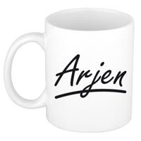 Arjen Naam koffiemok - beker - met sierlijke letters - wit - 300 ml - Cadeau - Heren