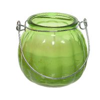 Citronella kaars - glas - groen - 15 branduren - D8 x H8 cm   -