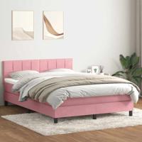 Boxspring met matras fluweel roze 160x210 cm