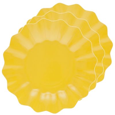80x Diepe kartonnen bordjes geel 27 cm