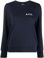 A.P.C. sweat en coton à logo imprimé - Bleu