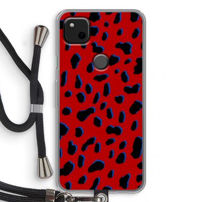 Red Leopard: Pixel 4a Transparant Hoesje met koord