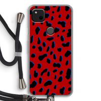 Red Leopard: Pixel 4a Transparant Hoesje met koord