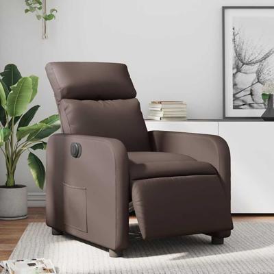 Fauteuil verstelbaar elektrisch kunstleer bruin