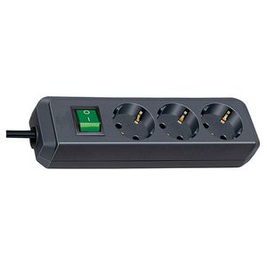 Brennenstuhl 1152900 Stekkerdoos | Eco-Line | 3 Sockets | Schakelaar | Zwart | 5 meter
