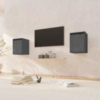 Wandkasten 2 st 30x30x40 cm massief grenenhout grijs