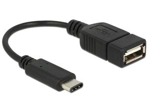 Delock 65579 Adapterkabel USB Type-C 2.0 male > USB 2.0 type A female 15cm zwart