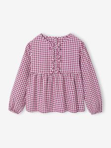 Blouse met bloemen meisje donkerpaars