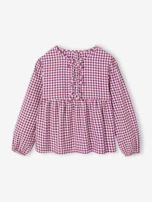 Blouse met bloemen meisje donkerpaars