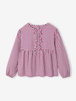 Blouse met bloemen meisje donkerpaars