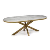 Stalux Plat ovale eettafel 'Noud' 240 x 100, kleur goud / beton Stalux Plat ovale eettafel 'Noud' 240 x 100, kleur goud / beton