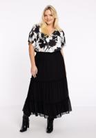 Yoek Lange rok mousse HANNELORE | Zwart | Maat 58/60