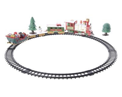 LED kersttrein op batterij track:283 cm assortie - Lumineo