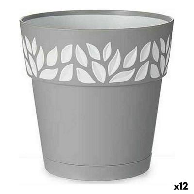 Zelfwaterende bloempot Stefanplast Wit Grijs Plastic 15 x 15 x 15 cm (12 Stuks)