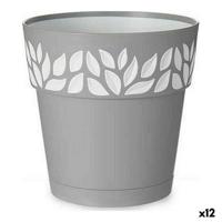 Zelfwaterende bloempot Stefanplast Wit Grijs Plastic 15 x 15 x 15 cm (12 Stuks)