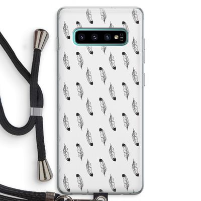 Pluimen: Samsung Galaxy S10 Plus Transparant Hoesje met koord