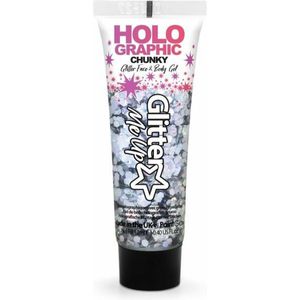 Paintglow Chunky Glittergel voor lichaam en gezicht - zilver - 12 ml