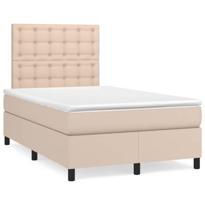 Boxspring met matras kunstleer cappuccinokleurig 120x190 cm