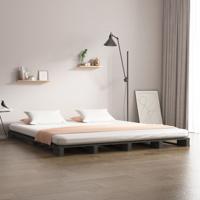 Palletbed massief grenenhout grijs 120x190 cm