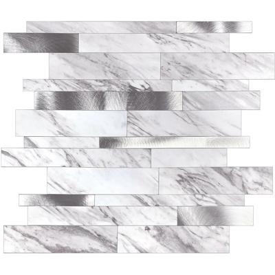 Zelfklevende Mozaïek Tegel - Afimera Alu Wildverband - Marmerlook Natuursteen Wit - 303x298x4mm