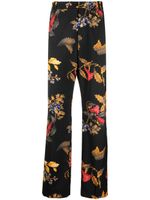 Marcelo Burlon County of Milan pantalon en laine vierge à fleurs - Noir - thumbnail