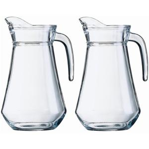 Schenkkan - 2x - 1 liter - transparant - 20 cm - glas - sapkan - waterkan - limonadekan