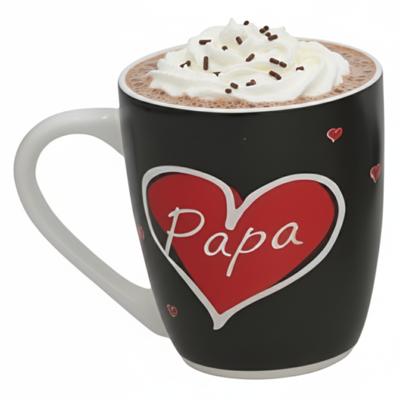 Gerimport Vaderdag cadeau mok - zwart - 360 ml - hartjes - liefde Gerimport Vaderdag cadeau mok - zwart - 360 ml - hartjes - liefde