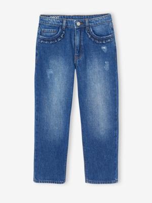 Rechte jeans MorphologiK meisjes heupomvang Medium donkerblauw