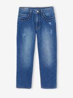 Rechte jeans MorphologiK meisjes heupomvang Medium donkerblauw