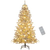 180 cm Sneeuw-besneeuwde Kunstkerstboom met 51 Bollampen 250 Warmwitte LED-lampen en 637 Takpunten