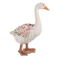 Clayre & Eef Beeld Gans 45 cm Wit Roze Polyresin Beeld Decoratie - thumbnail