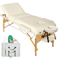 tectake® - Massagetafel 3 zones - matras 7,5 cm - incl. draagtas - portable/draagbaar - beige - 404375 - thumbnail