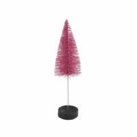 Countryfield kerstboom op voet glitter roze 20 cm | 12 stuks