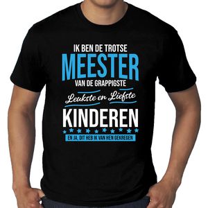 Grote maten Trotse meester cadeau t-shirt zwart voor heren