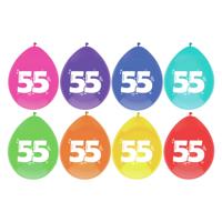 Leeftijd verjaardag thema ballonnen - 55 jaar - 16x stuks - 29 cm - multi kleuren