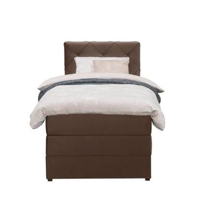 Boxspring met opbergruimte Liv geruit - bruin - 90x200 cm - Leen Bakker