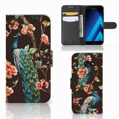 Samsung Galaxy A5 2017 | Telefoonhoesje | Met pasjeshouder | Pauw met Bloemen