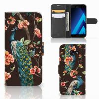 Samsung Galaxy A5 2017 | Telefoonhoesje | Met pasjeshouder | Pauw met Bloemen