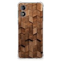 Stevig Telefoonhoesje voor Motorola Moto E13 Wooden Cubes - thumbnail