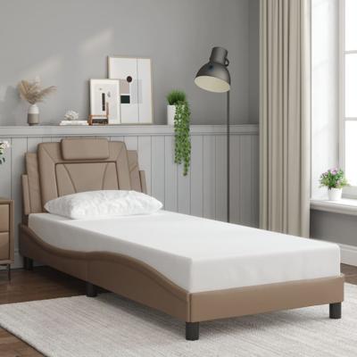 Bedframe met hoofdbord kunstleer cappuccinokleurig 90x200 cm