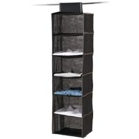 Kast organizer - hangend - 6 vakken - 30 x 30 x 120 cm - zwart - thumbnail